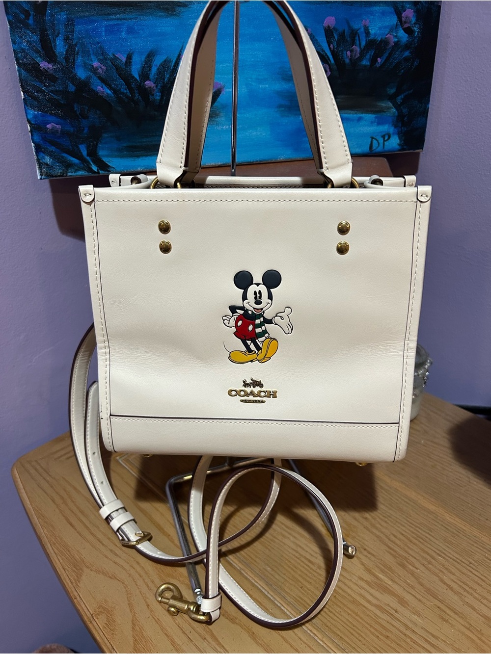 Coach Disney Chalk White Leather Mickey Mouse Dempsey 22 New
